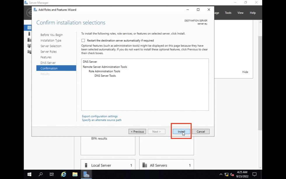 DNS Installation step