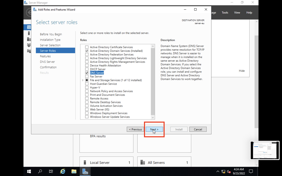 DNS Installation step